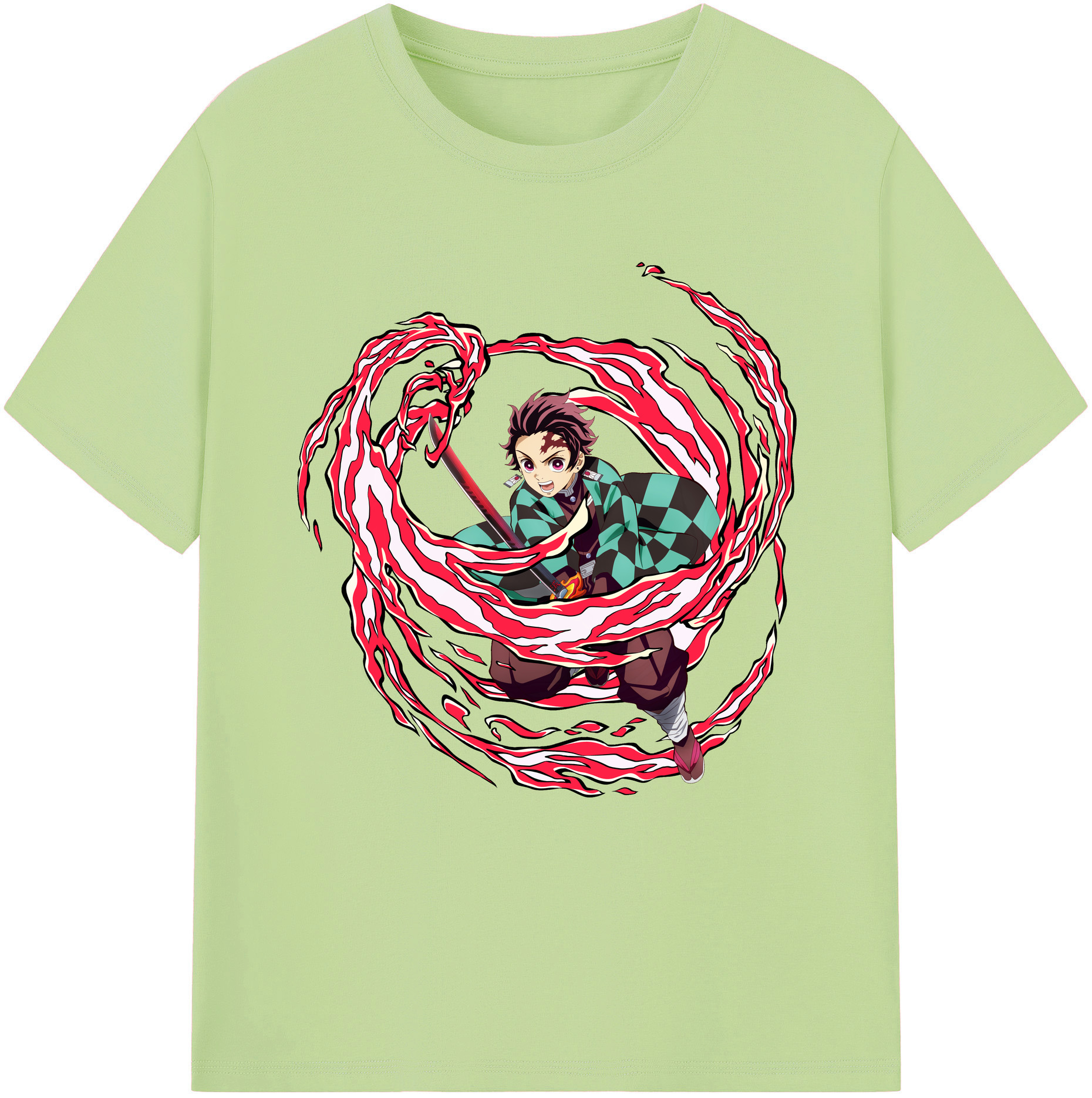 （画像用） 鬼滅の刃 竈門 炭治郎／かまど たんじろう Kamado Tanjirou 綿100％半袖Tシャツ（フロントプリント）